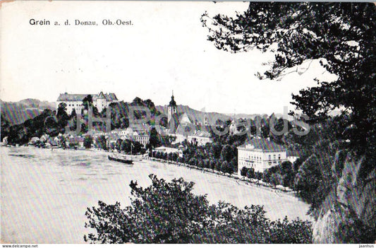 Grein a. d. Donau - town panorama - old postcard - 1913 - Austria - used - JH Postcards