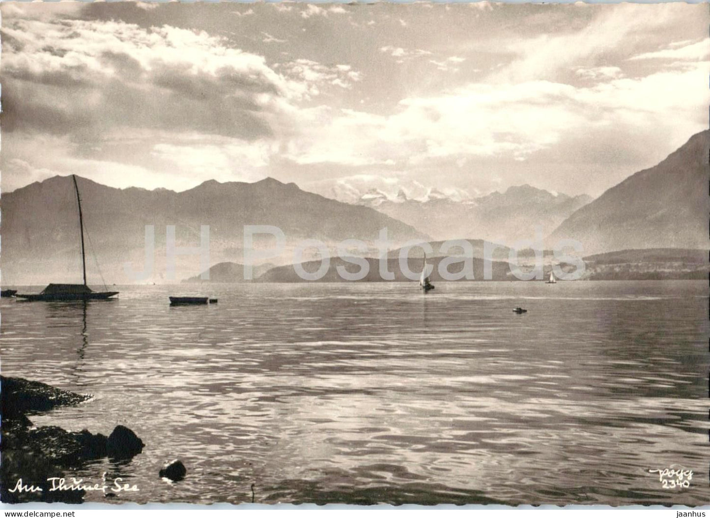 Am Thuner See - lake Thun - lake - alpine panorama - 2340 - old postcard - Switzerland - unused - JH Postcards