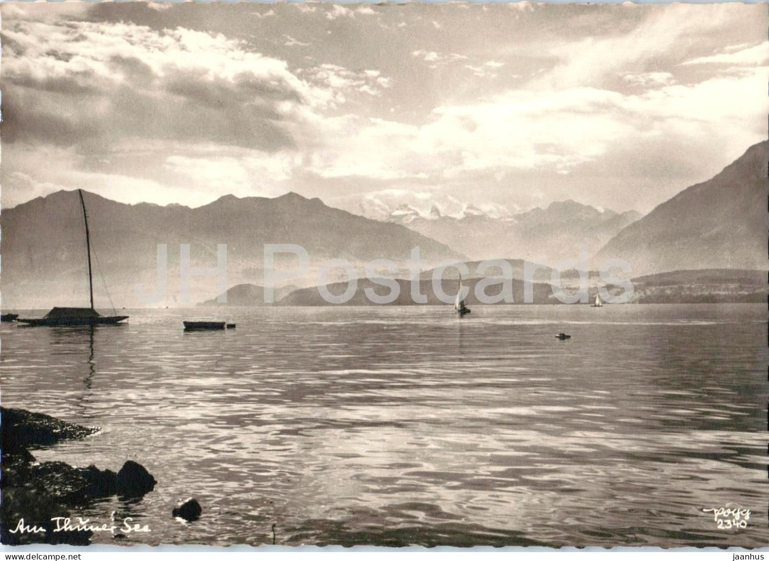 Am Thuner See - lake Thun - lake - alpine panorama - 2340 - old postcard - Switzerland - unused - JH Postcards
