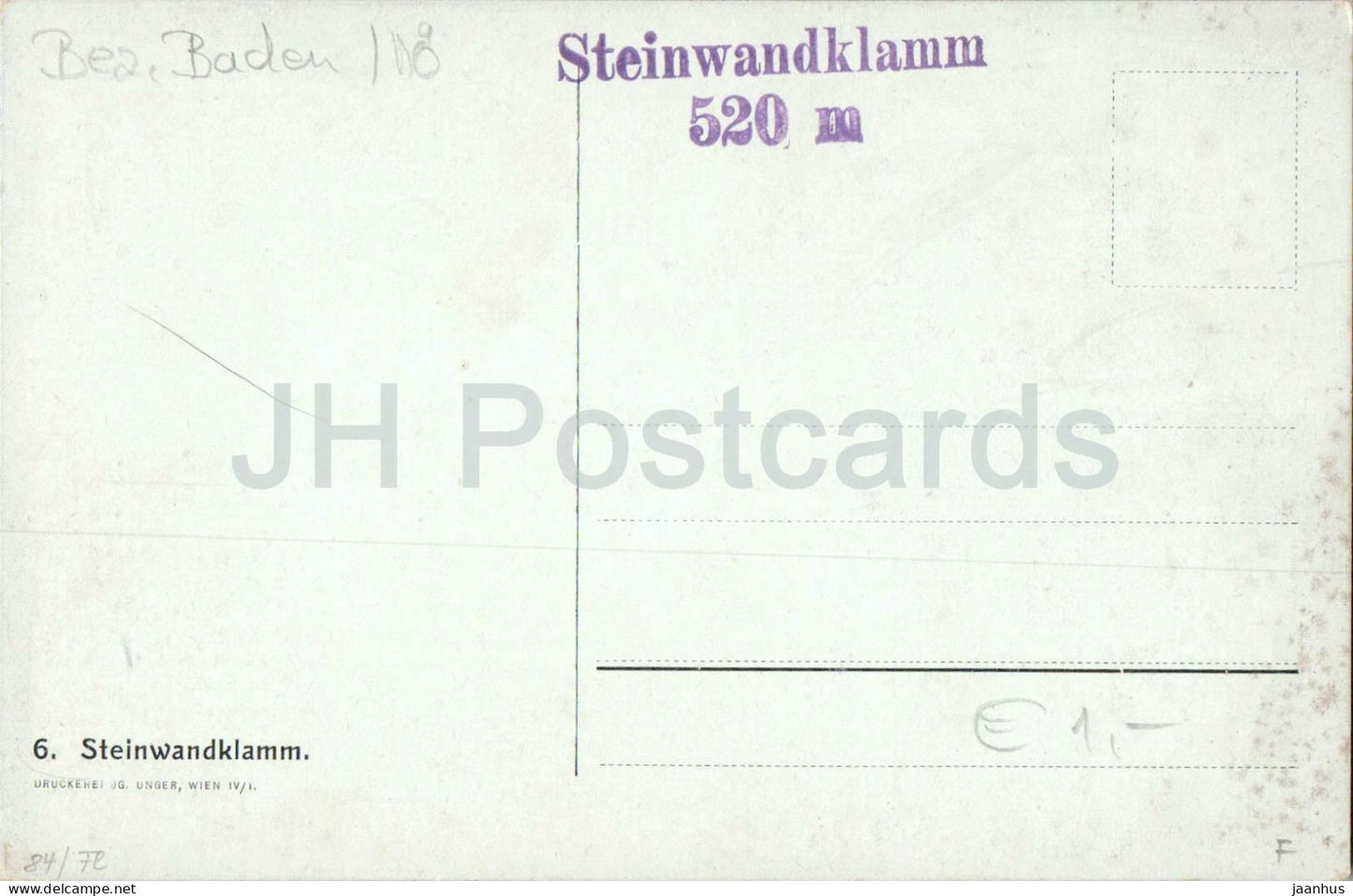 Steinwandklamm 520 m - wooden bridge in gorge - illustration - 6 - old postcard - Austria - unused