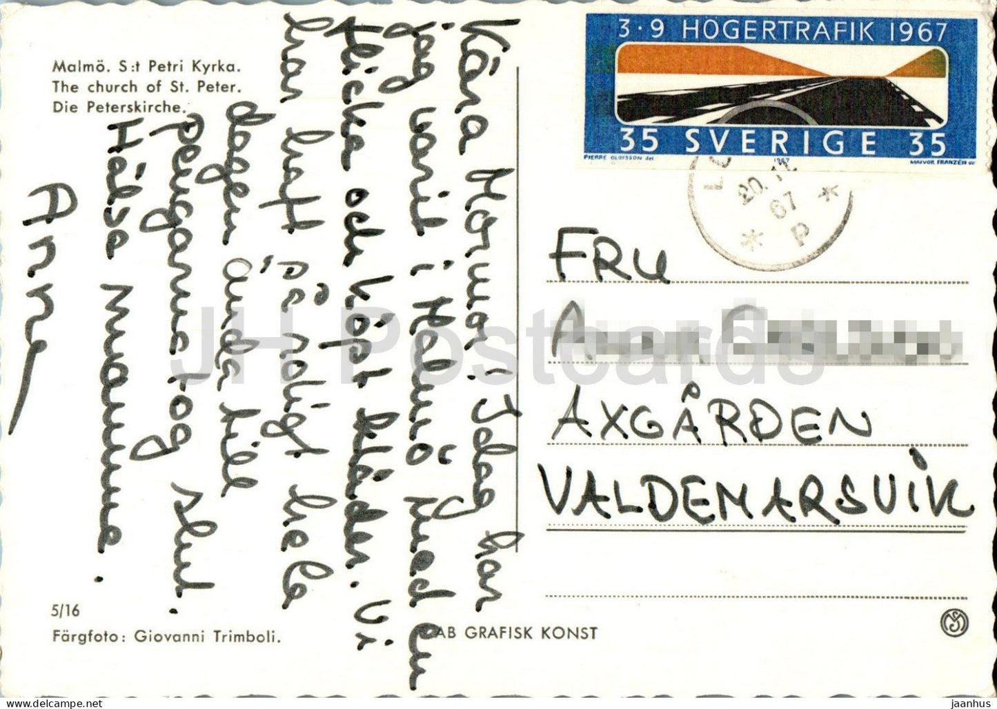 Malmo - St Petri Kyrka - église - 5/16 - 1967 - Suède - utilisé 