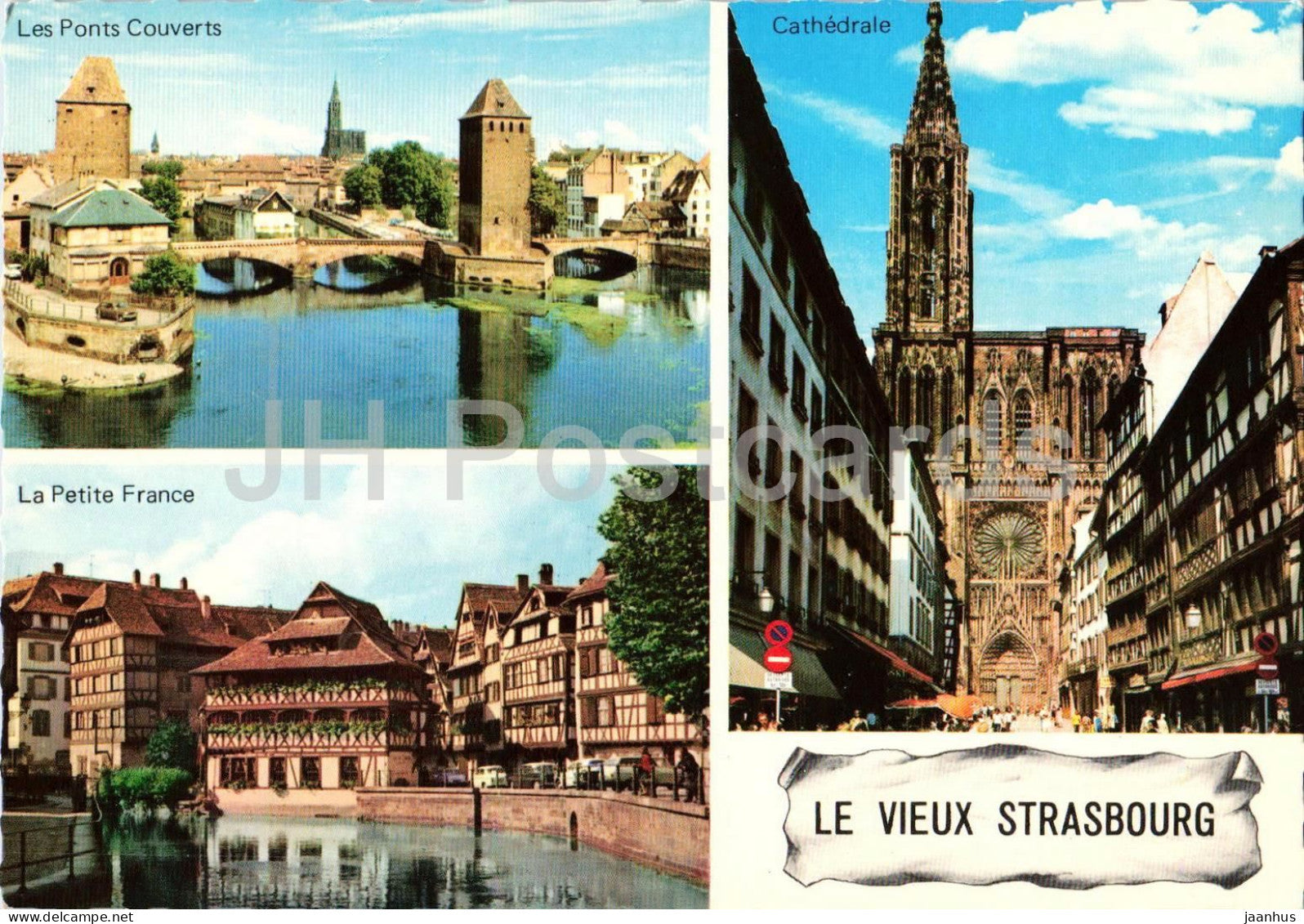 Le vieux Strasbourg - Les Ponts Couverts Cathedrale La Petite France - cathedral - bridge - France - unused - JH Postcards