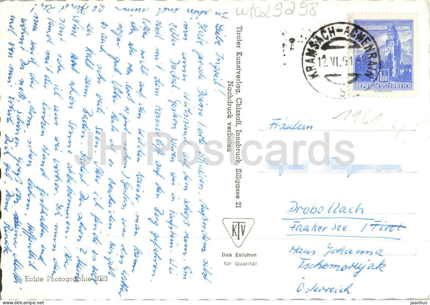 Seendorf Kramsach – Tirol – Dorf – See – Boote – Berge – Mehransicht – 1961 – Österreich – gebraucht 