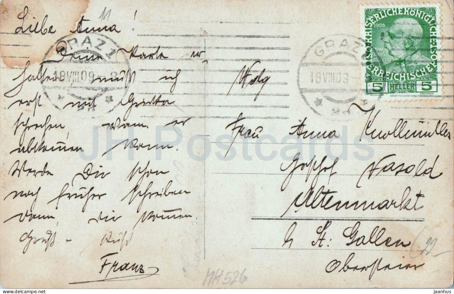 Famille près du bâtiment - Alpes - photo - carte postale ancienne - 1909 - Autriche - d'occasion 