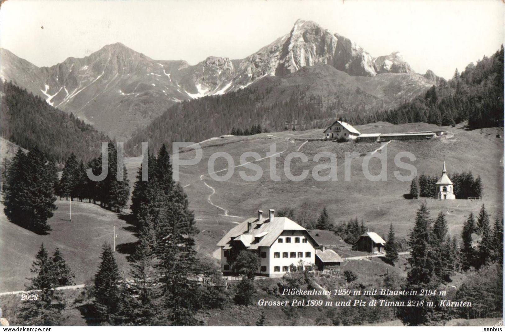 Plockenhaus mit Blaustein - Grosser Pal - Piz di Timau - 2028 - old postcard - 1958 - Austria - used - JH Postcards