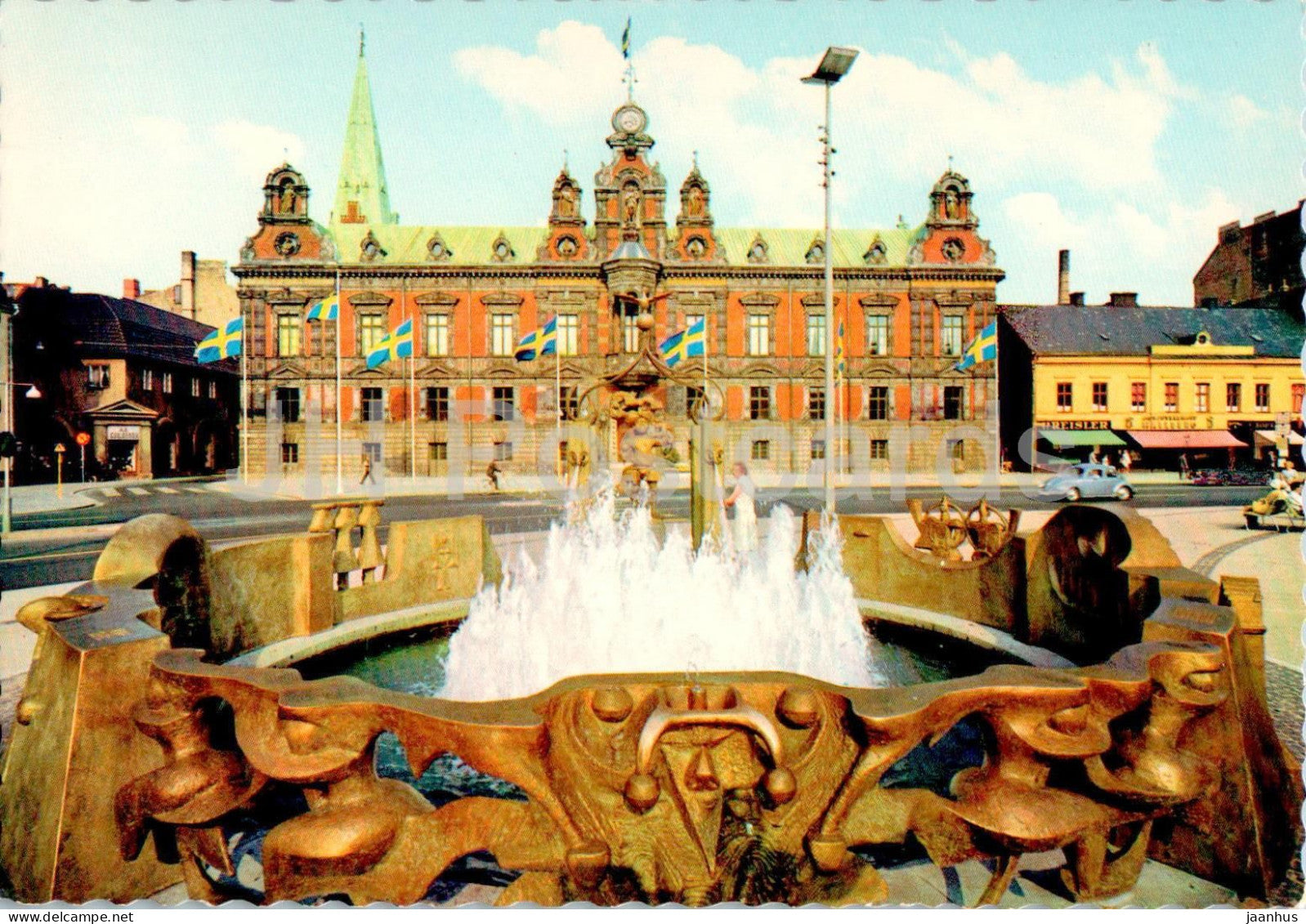 Malmo - Stortorget - square - fountain - 6704-1 - Sweden - unused - JH Postcards