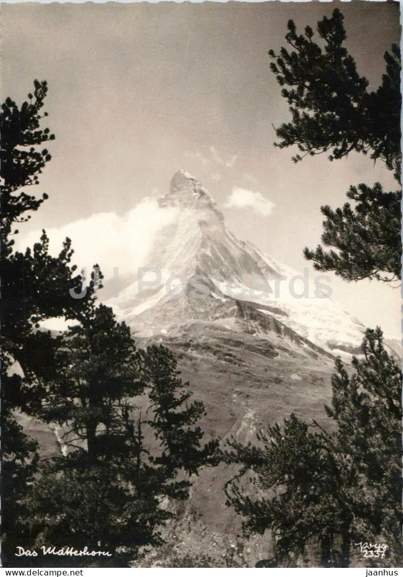 Das Matterhorn - mountain peak - alpine landscape - 2337 - old postcard - Switzerland - unused - JH Postcards