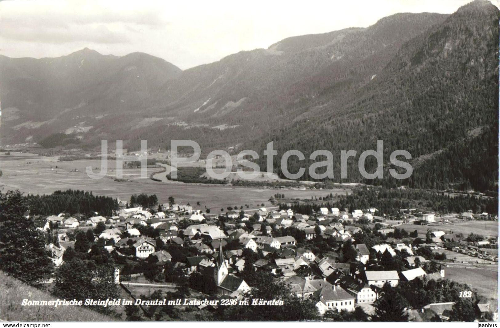 Sommerfrische Steinfeld im Drautal mit Latschur 2236 m - Karnten - panorama - 182 - old postcard - Austria - unused - JH Postcards