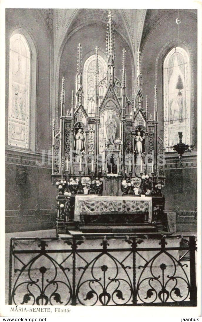 Maria Remete fooltar - Mariaremete - Main Altar - Church - gothic revival interior - old postcard - Hungary - unused - JH Postcards
