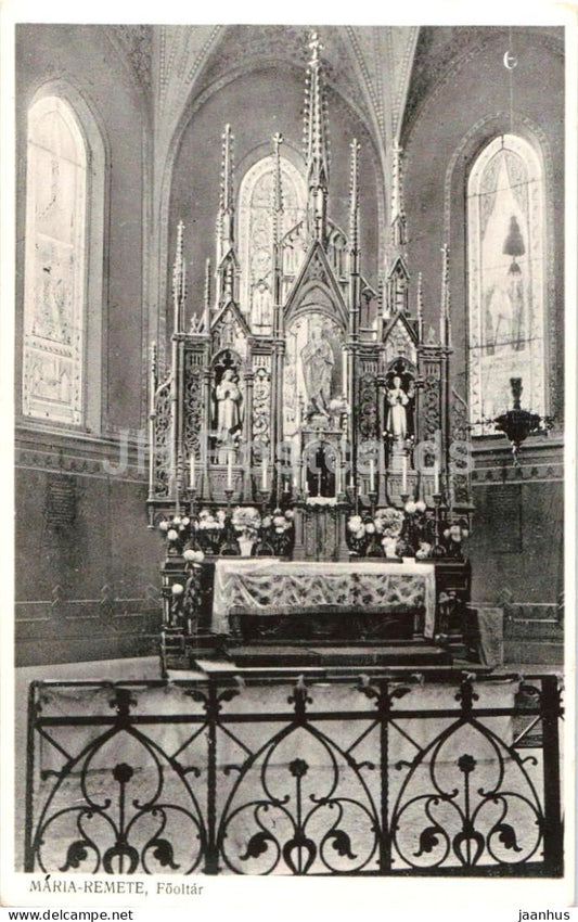 Maria Remete fooltar - Mariaremete - Main Altar - Church - gothic revival interior - old postcard - Hungary - unused - JH Postcards