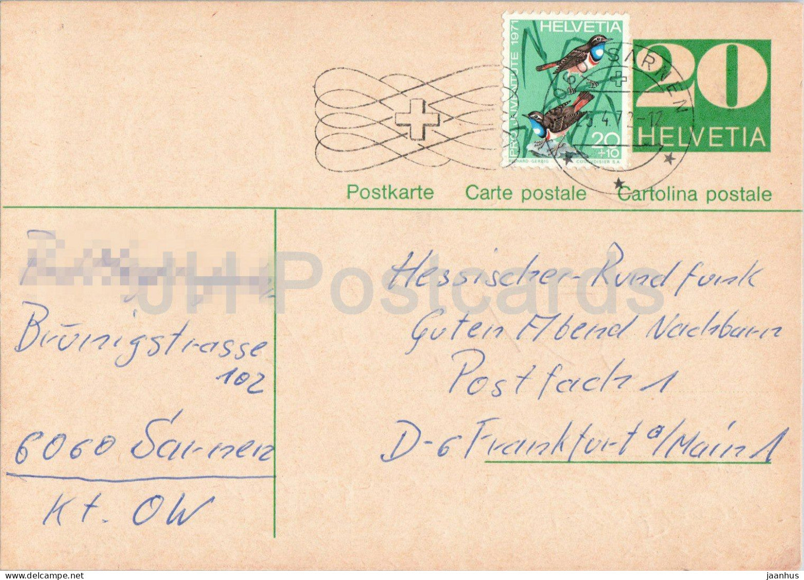 Guten Abend Nachbarn - Hessischer Rundfunk - postal stationery - 51 - 1972 - Switzerland - used - JH Postcards