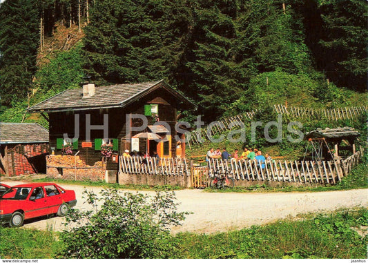 Brennhutte Erla - Kelchsau - mountain hut - forest - alpine valley - car - Tirol - 1995 - Austria - used - JH Postcards