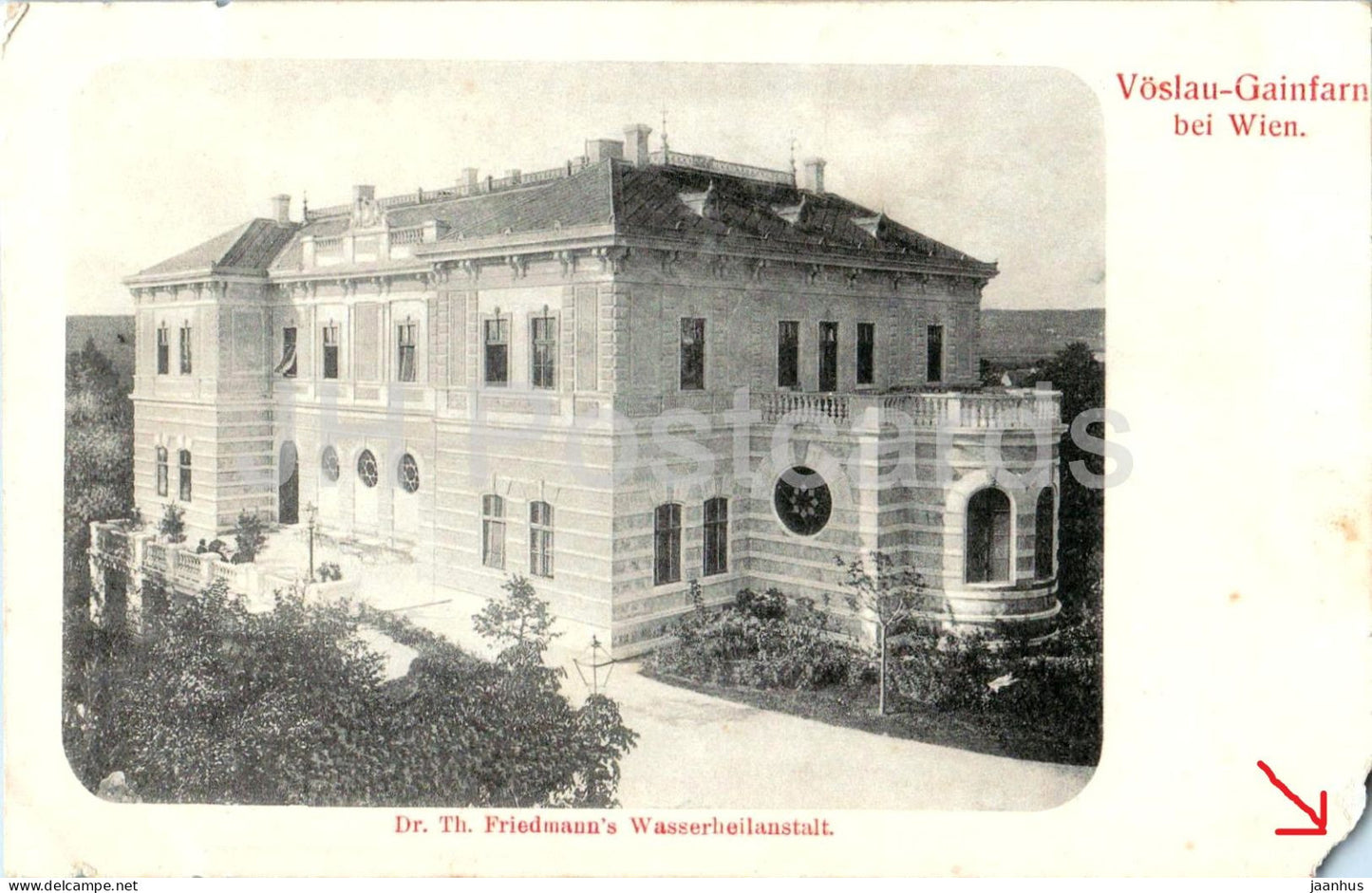 Voslau Gainfarn bei Wien - Baden Vienna - Dr. Th. Friedmanns Wasserheilanstalt - old postcard - 1900s - Austria - unused - JH Postcards
