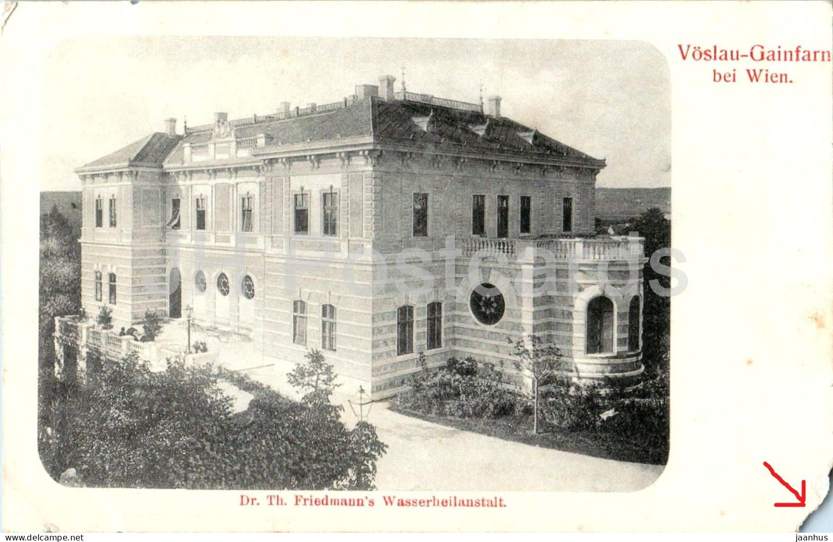 Voslau Gainfarn bei Wien - Baden Vienna - Dr. Th. Friedmanns Wasserheilanstalt - old postcard - 1900s - Austria - unused - JH Postcards