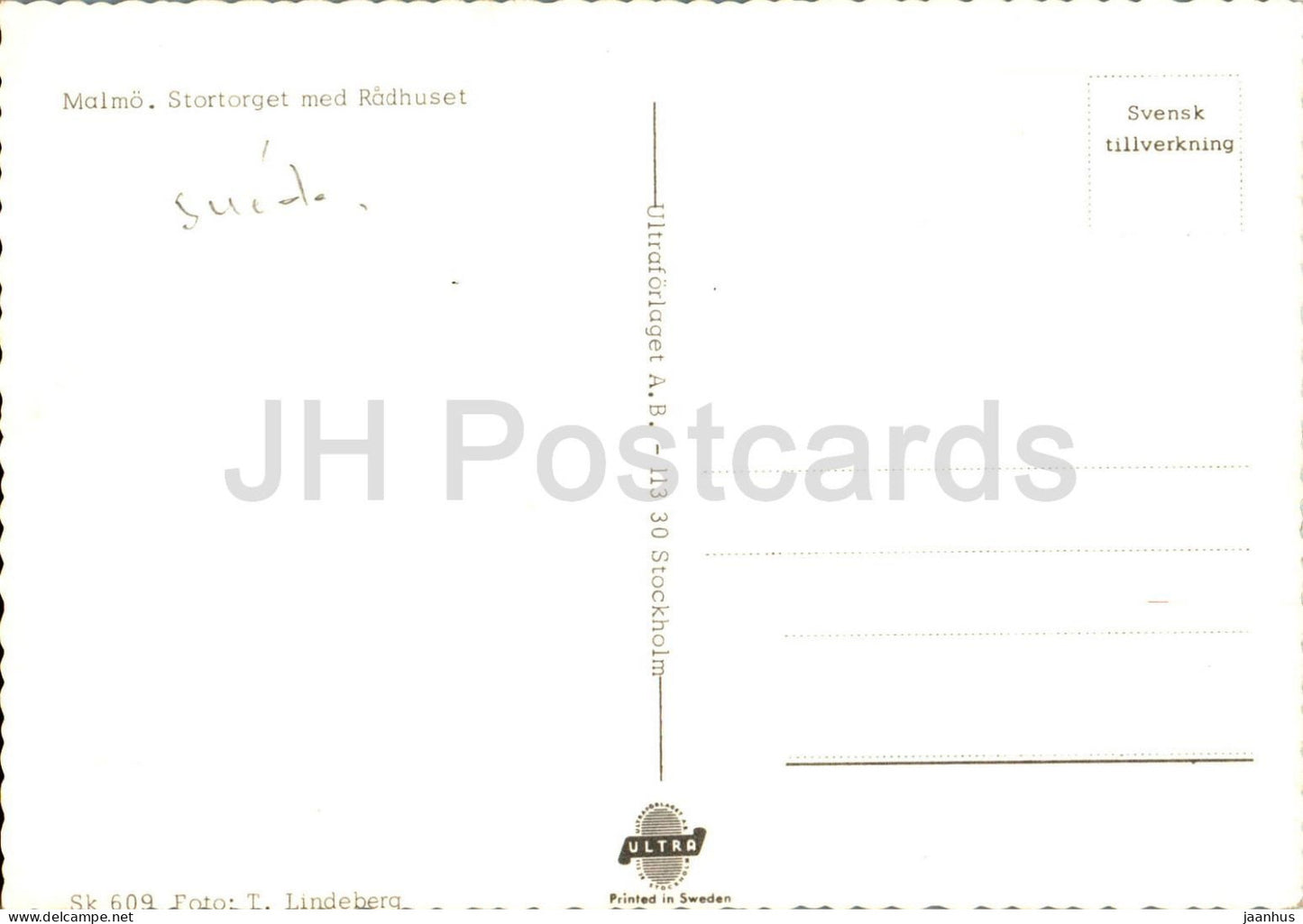 Malmo - Stortorget med Radhuset - hôtel de ville - place - 609 - Suède - inutilisé 
