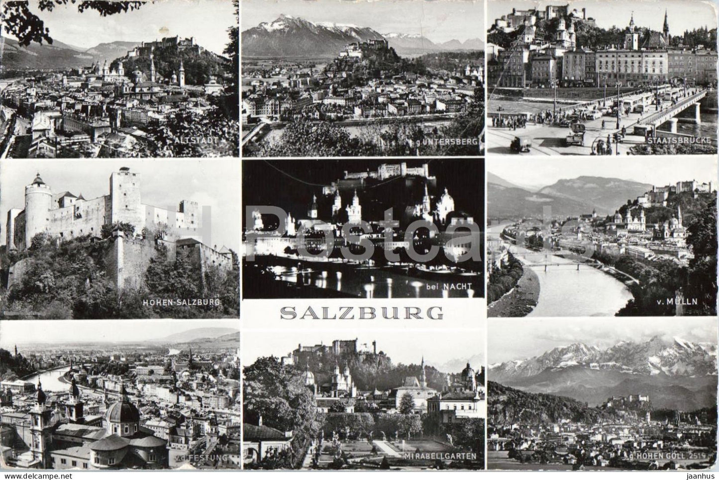Salzburg - multiview - Altstadt - Untersberg - Staatsbrucke - Mulln Mirabellgarten old postcard - 1959 - Austria - used - JH Postcards