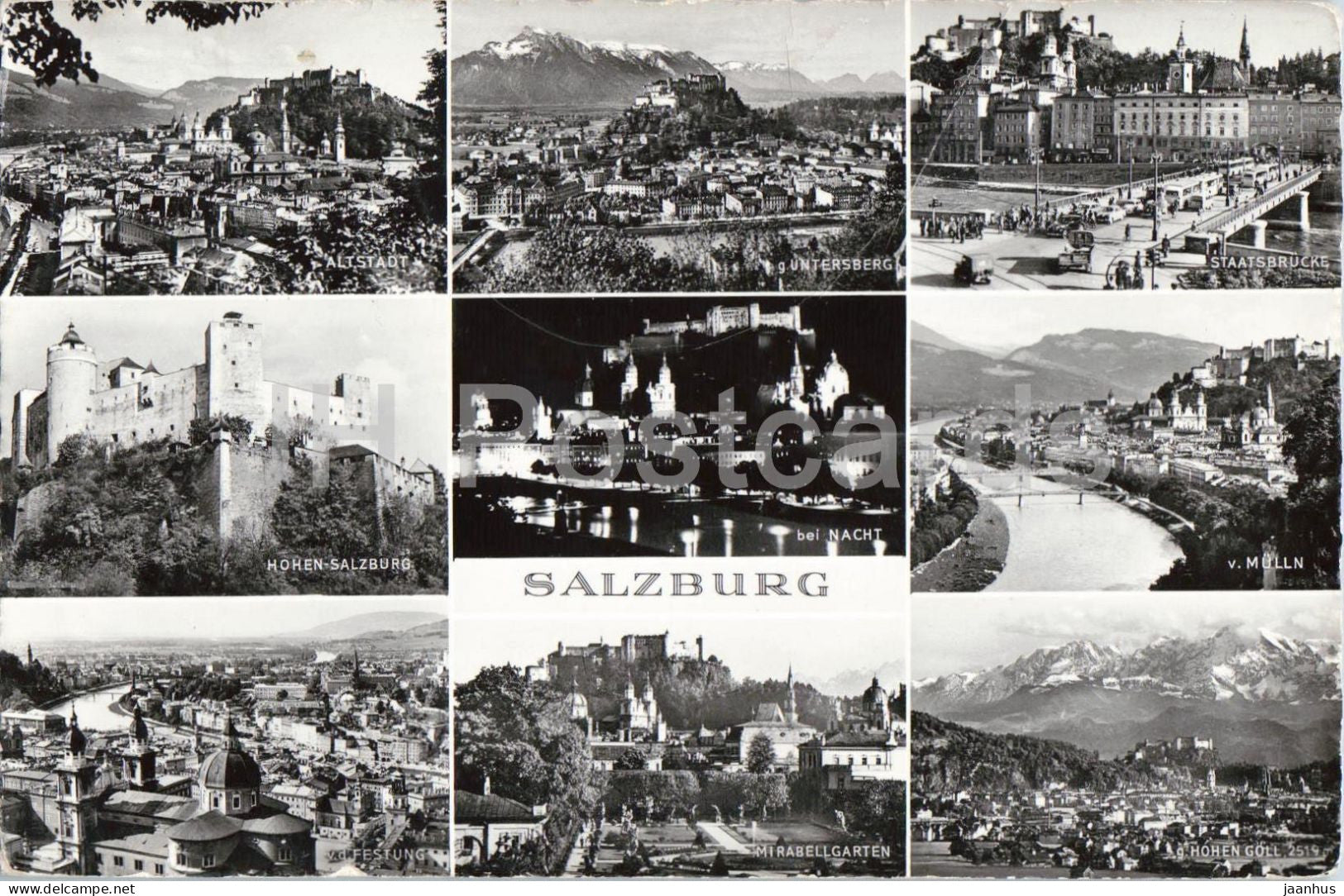 Salzburg - multiview - Altstadt - Untersberg - Staatsbrucke - Mulln Mirabellgarten old postcard - 1959 - Austria - used - JH Postcards