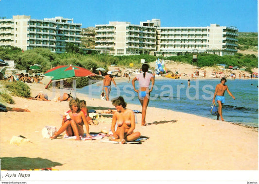 Nissi Beach - Ayia Napa - beach - bathers - hotels - nude - naked woman - Ayia Napa - 338 - Cyprus - used - JH Postcards