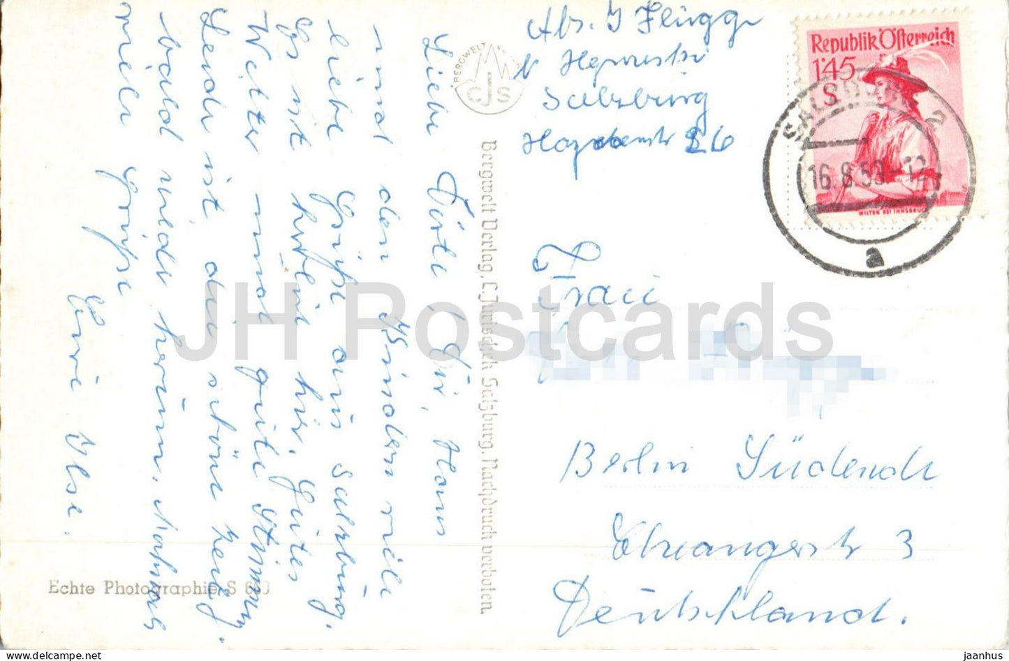 Salzburg - Multiview - Altstadt - Untersberg - Staatsbrücke - Mulln Mirabellgarten alte Postkarte - 1959 - Österreich - gebraucht 
