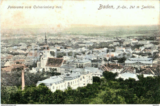 Panorama vom Calvarienberg aus - Baden - panorama - 6236 - old postcard - 1907 - Austria - used - JH Postcards