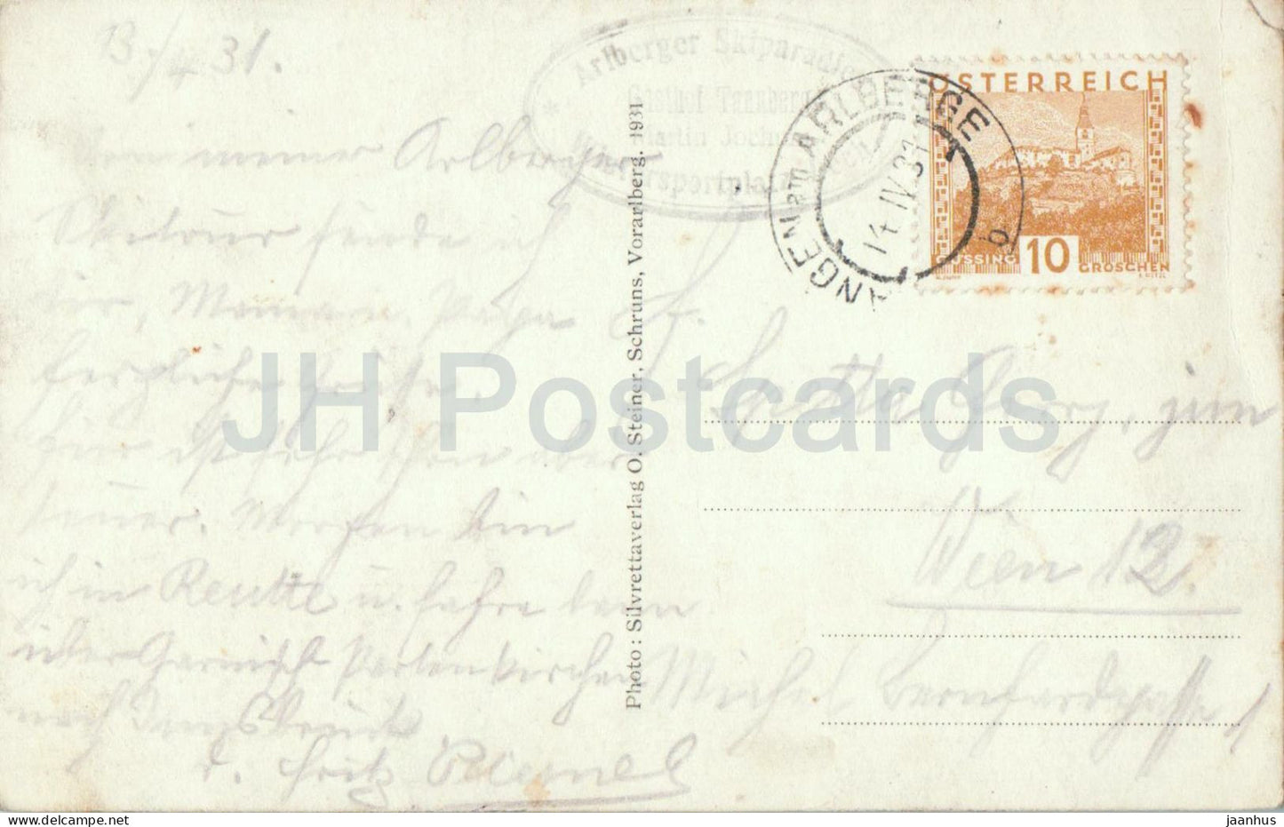 Lech a. Arlberg 1447 m - Alpine village - winter mountains - Nr. 8741 - old postcard - 1931 - Austria - used