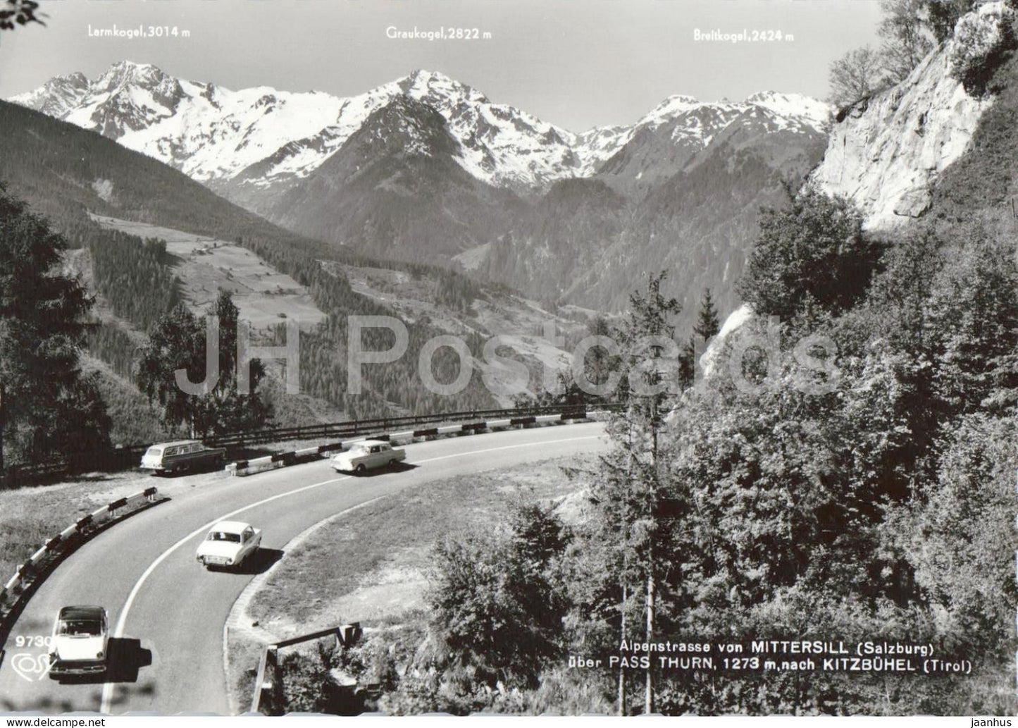 Alpenstrasse von Mittersill Salzburg uber Pass Thurn nach Kitzbuhel Tirol - car - 22 - old postcard - Austria - unused - JH Postcards