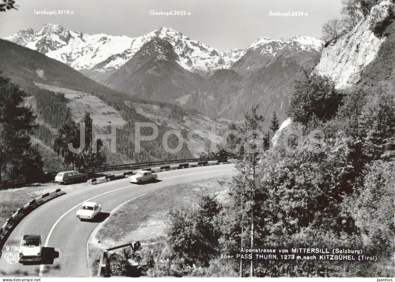 Alpenstrasse von Mittersill Salzburg uber Pass Thurn nach Kitzbuhel Tirol - car - 22 - old postcard - Austria - unused - JH Postcards