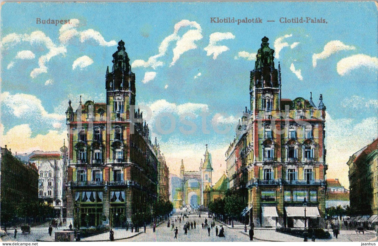 Budapest Klotild palotak - Clotild Palaces - old postcard - 1916 - Hungary - used - JH Postcards