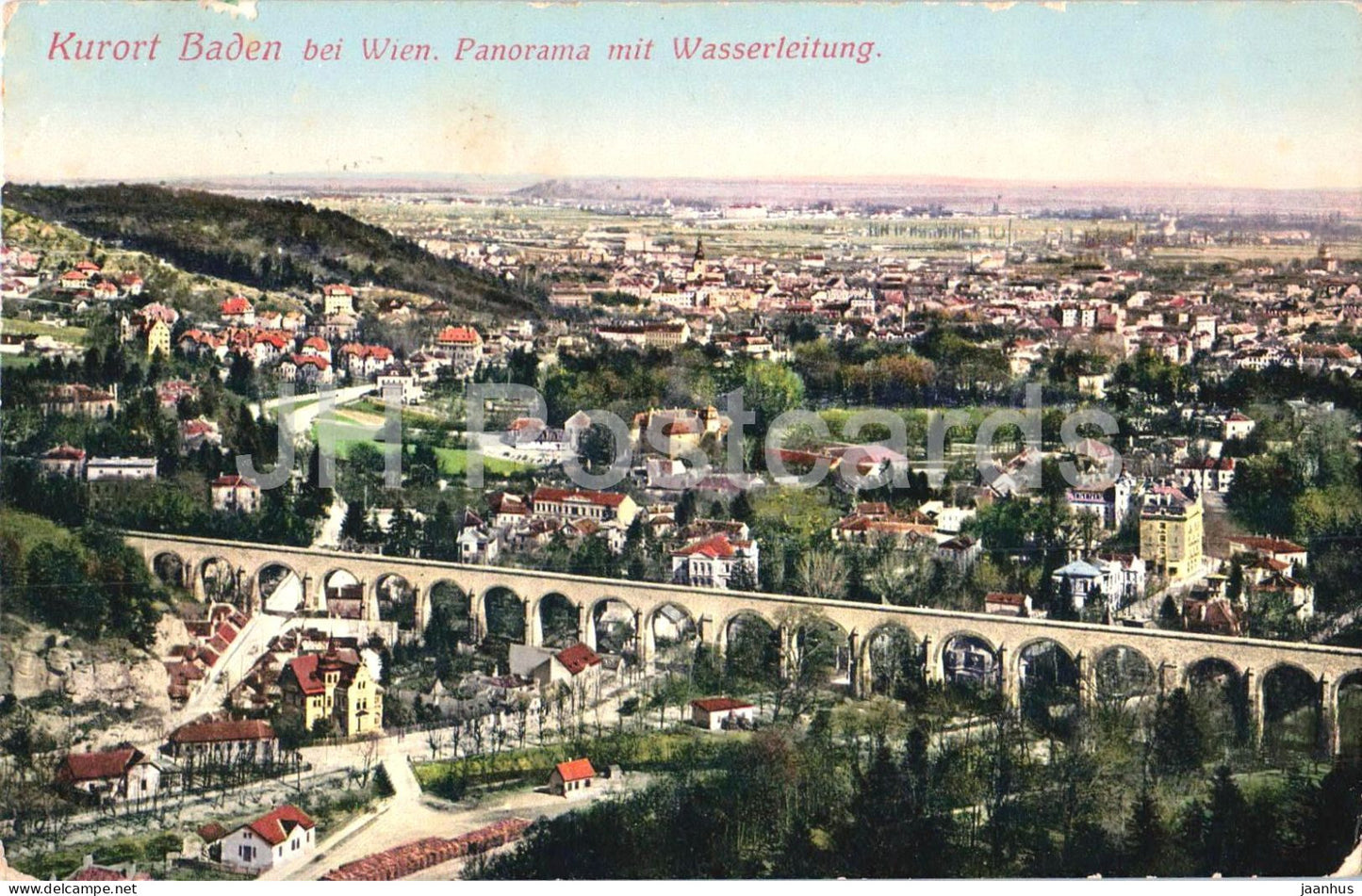 Kurort Baden bei Wien - Panorama mit Wasserleitung - 18539 - old postcard - 1915 - Austria - used - JH Postcards