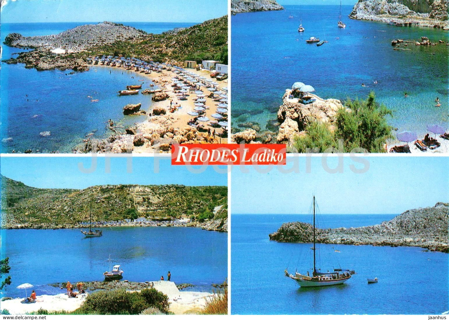 Rhodes - Ladiko - coastal bays - boat - beach views - multiview - 247 - 2017 - Greece - used - JH Postcards