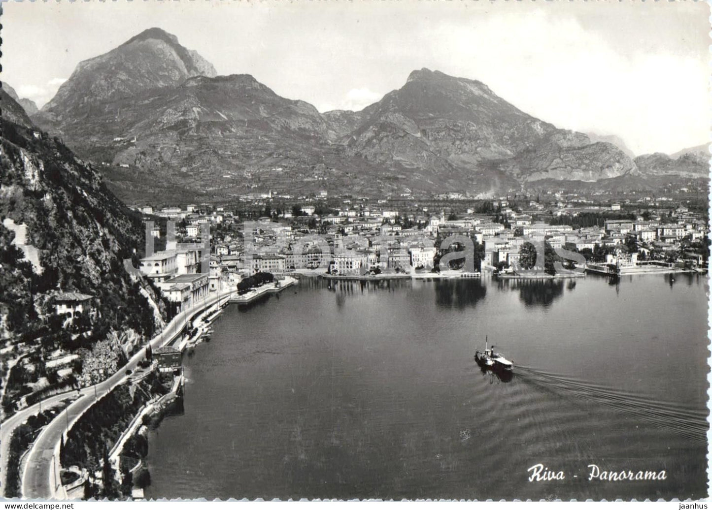 Riva del Garda - Panorama - mountains - harbor - mountains - lake view - 2520 - old postcard - Italy - unused - JH Postcards