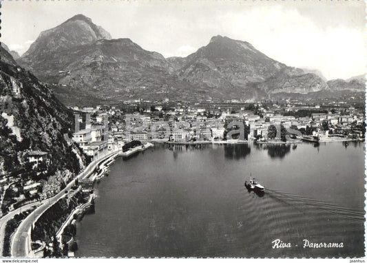 Riva del Garda - Panorama - mountains - harbor - mountains - lake view - 2520 - old postcard - Italy - unused - JH Postcards