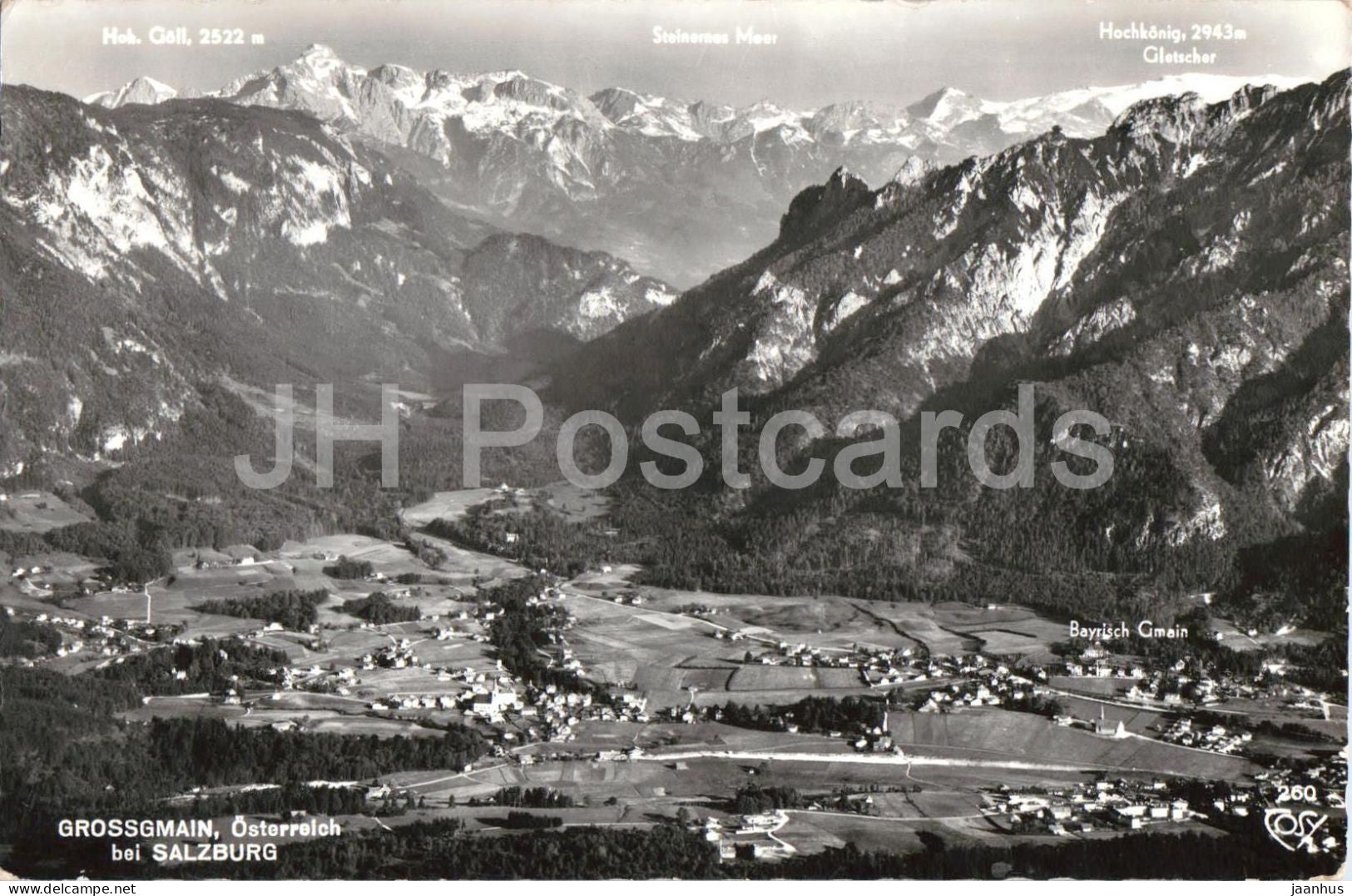 Grossgmain - Osterreich bei Salzburg - alpine village valley mountains panorama - 260 - old postcard - Austria - used - JH Postcards