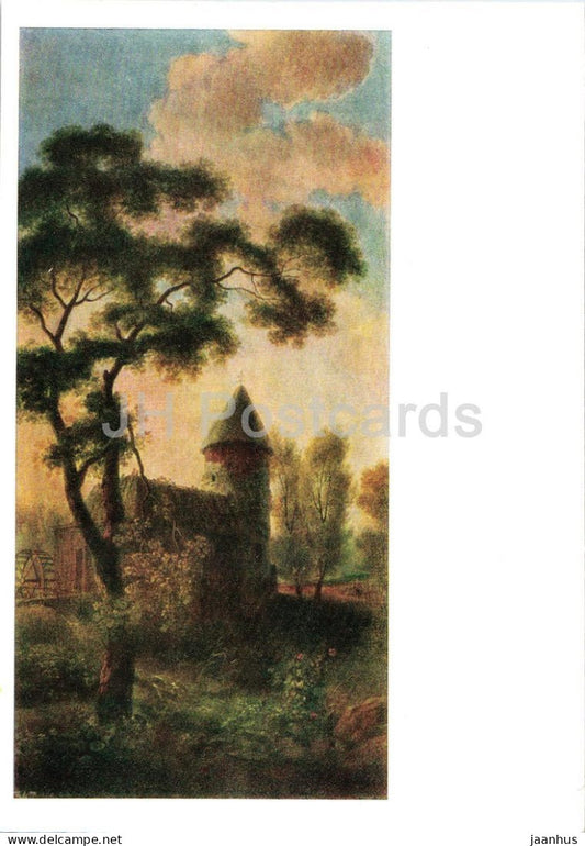 painting by Andrei Martynov - The Pil Tower in Pavlovsk - Russian art - 1962 - Russia USSR - unused - JH Postcards