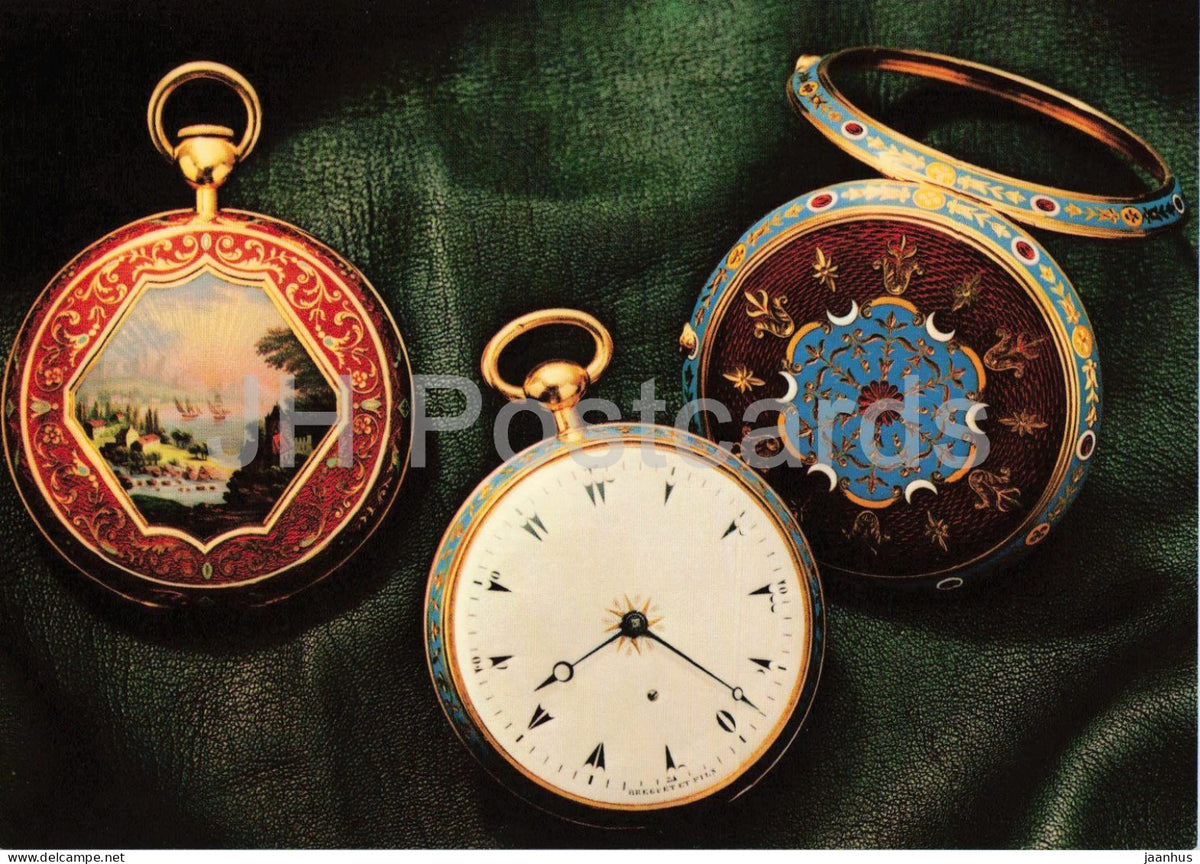 Turkish style enamel pocket watches by Breguet - Museum of Horology La Chaux-de-Fonds - 1976 - Switzerland - unused - JH Postcards