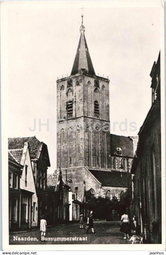Naarden - Bussummerstraat - church tower - street view - 852 - old postcard - Netherlands - unused - JH Postcards