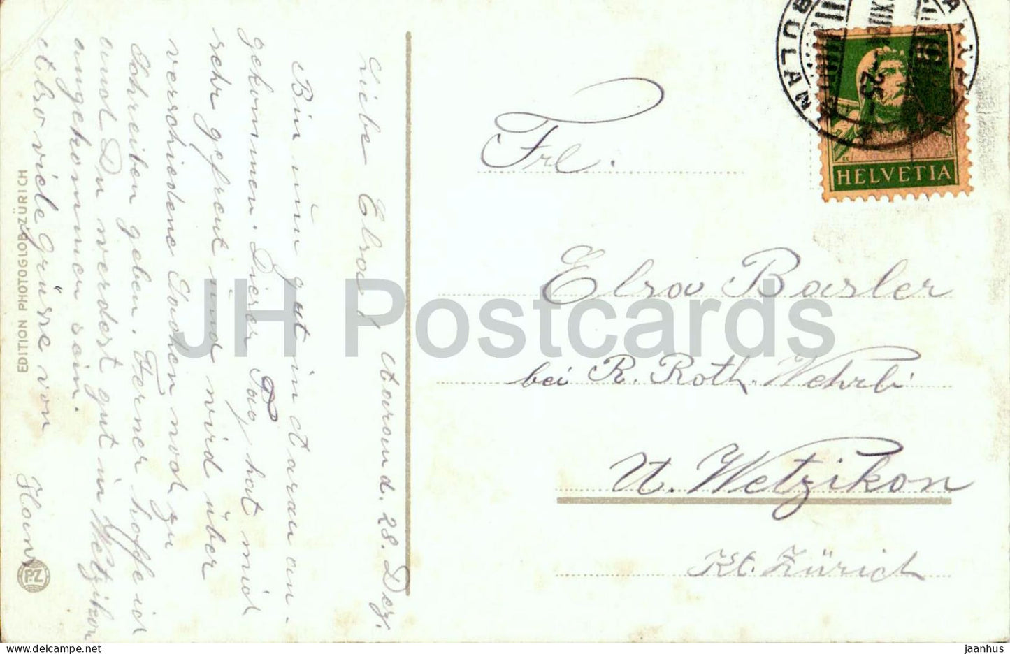 Zurich und die Alpen - city view - 790 - old postcard - 1925 - Switzerland - used