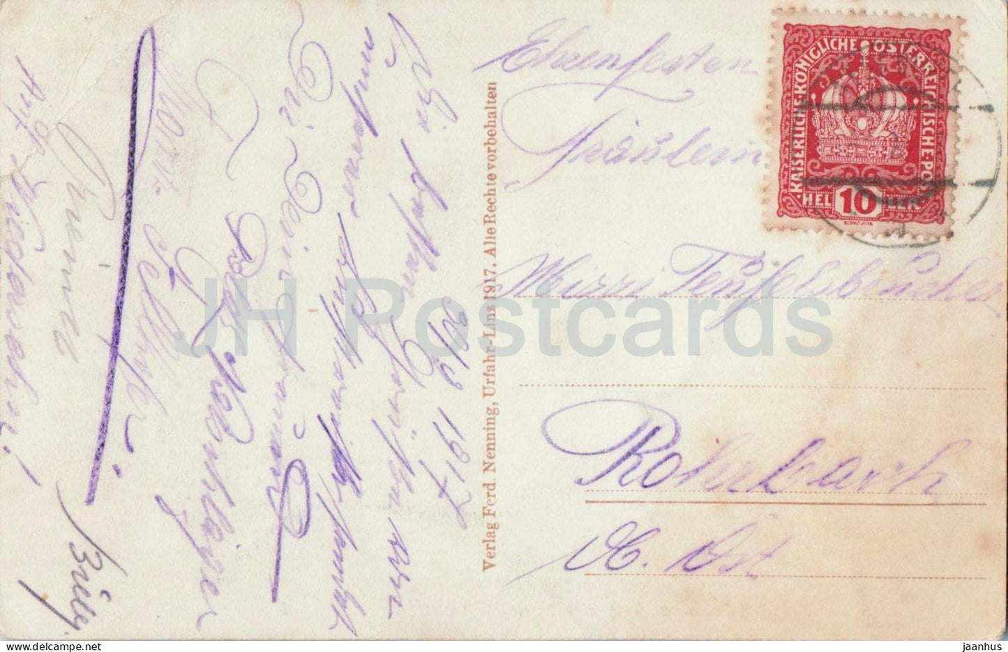 Donauschlinge bei Schlogen - Danube Bend near Schlogen - ship - boat - old postcard - 1917 - Austria - used