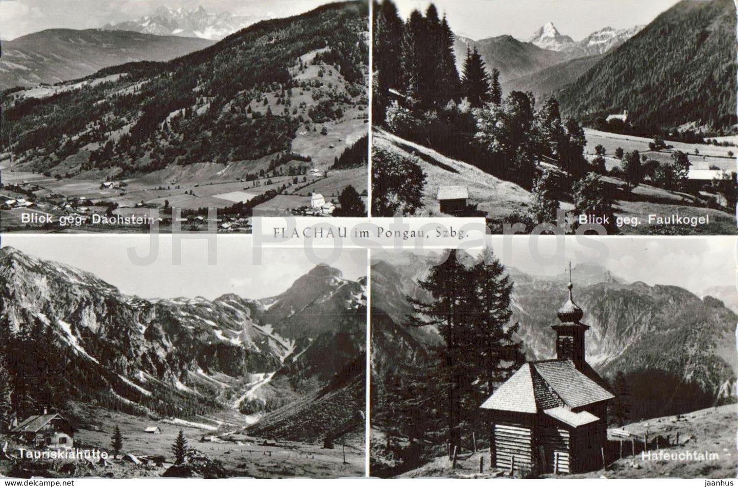 Flachau im Pongau - Szbg. - village - alpine valley mountains - chapel multiview - old postcard - Austria - unused - JH Postcards