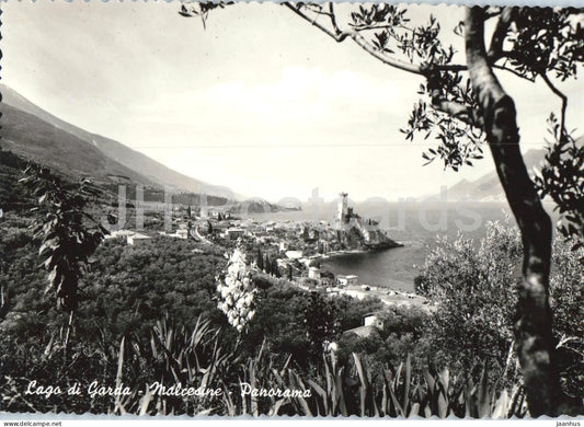 Lago di Garda - Malcesine - Panorama - lake - town - castle - mountains - 2520 - old postcard - Italy - unused - JH Postcards