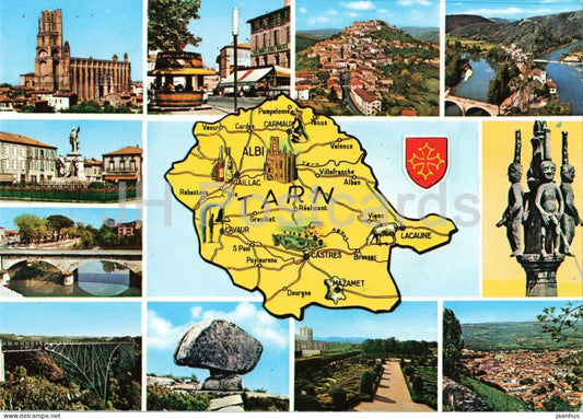 En Parcourant Le Tarn - Travelling through Tarn - Albi Gaillac Castres Lavaur - map collage - 461 - France - unused - JH Postcards