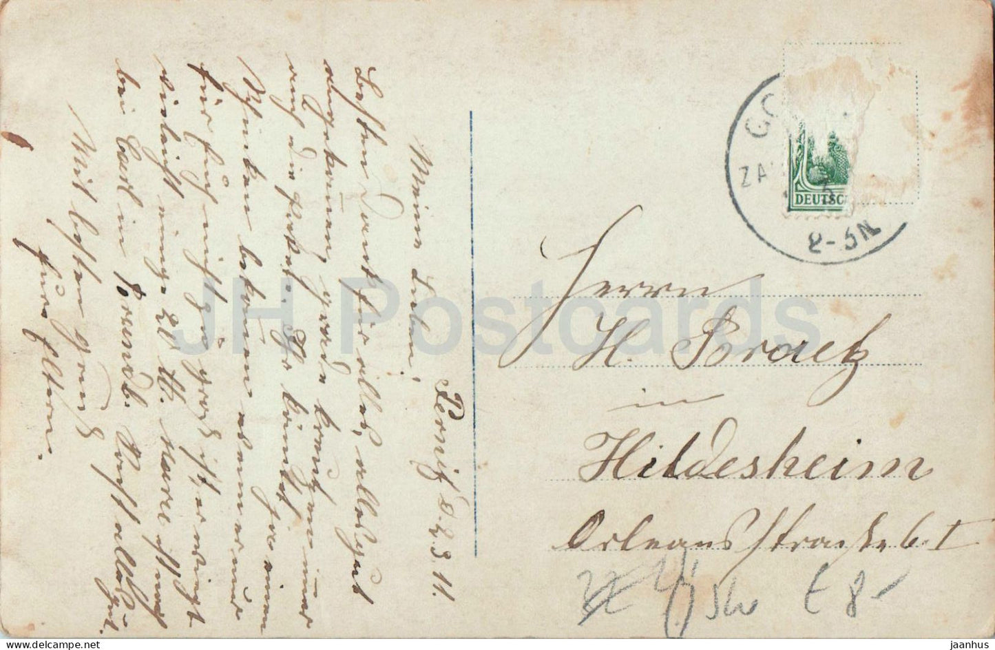 Pernitz ? - maison avec femme à la porte - scène de maison de village - photo - carte postale ancienne - 1911 - Autriche - utilisée 