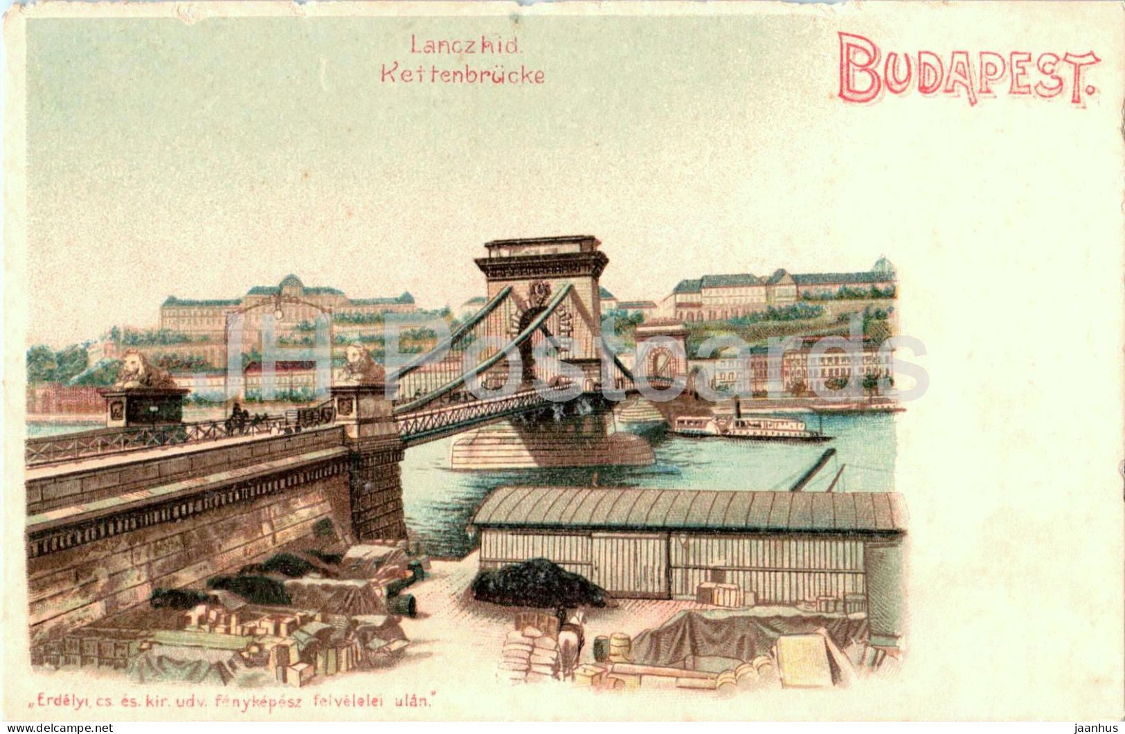 Budapest Lanczhid - Kettenbrucke - Chain Bridge - Danube - 71 - old postcard - Hungary - unused - JH Postcards