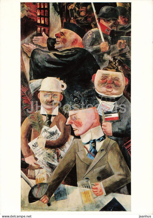 painting by George Grosz - Pillars of Society - Stutzen der Gesellschaft - military - 1980s - Germany - unused - JH Postcards