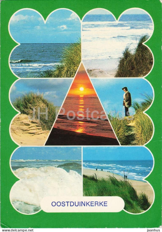 Oostduinkerke - seaside views - dunes - beach - sunset - multiview - 1986 - Belgium - used - JH Postcards
