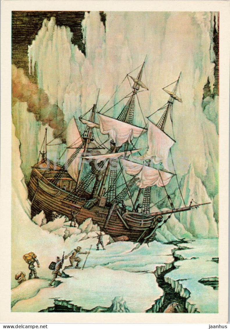 The Adventures of Captain Hatteras - sailing ship - Books of Jules Verne - 1980 - Russia USSR - unused - JH Postcards
