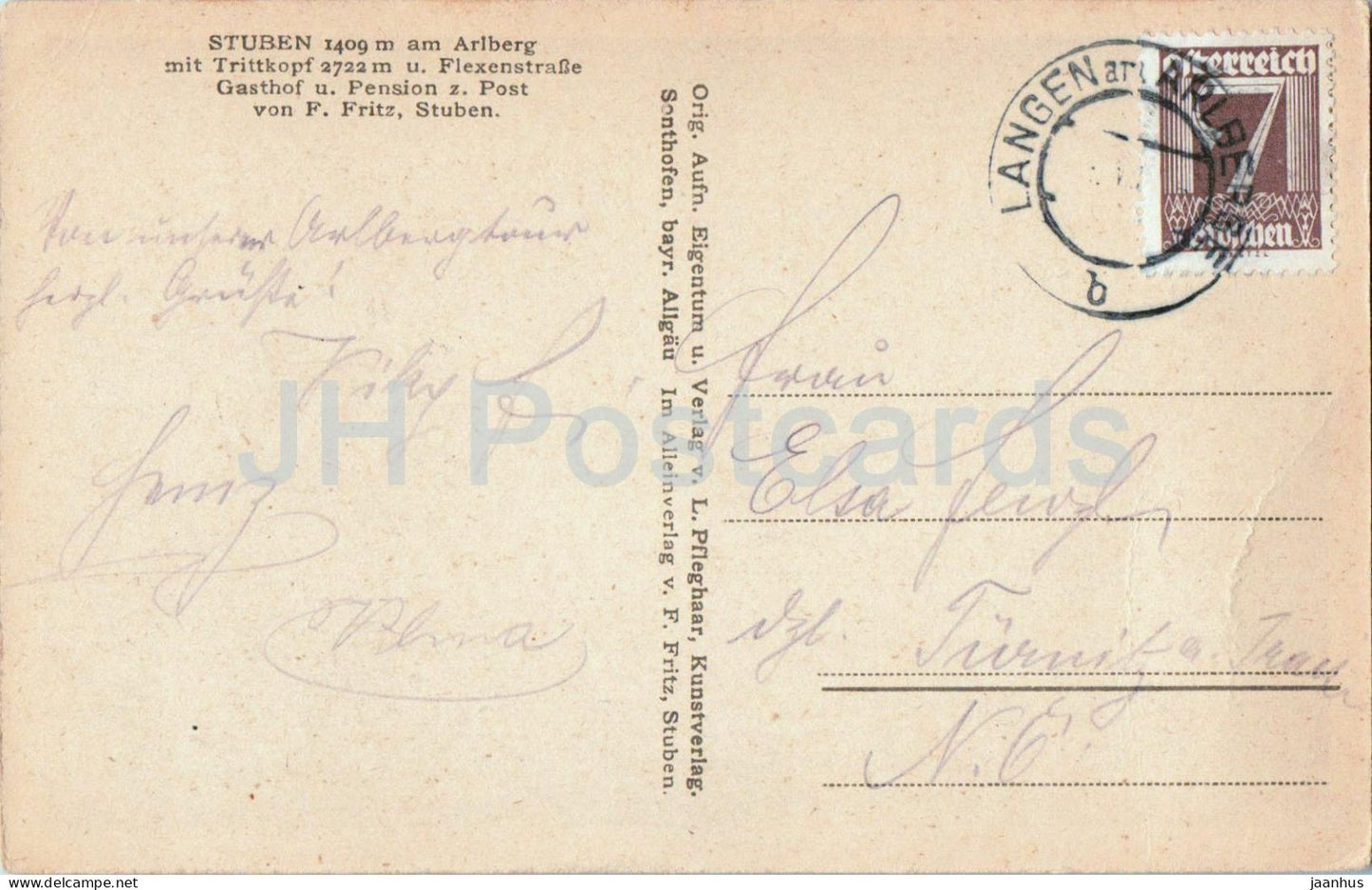 Stuben am Arlberg 1409 m - Trittkopf - Flexenstrasse - z Post - Panorama - carte postale ancienne - Autriche - inutilisée 