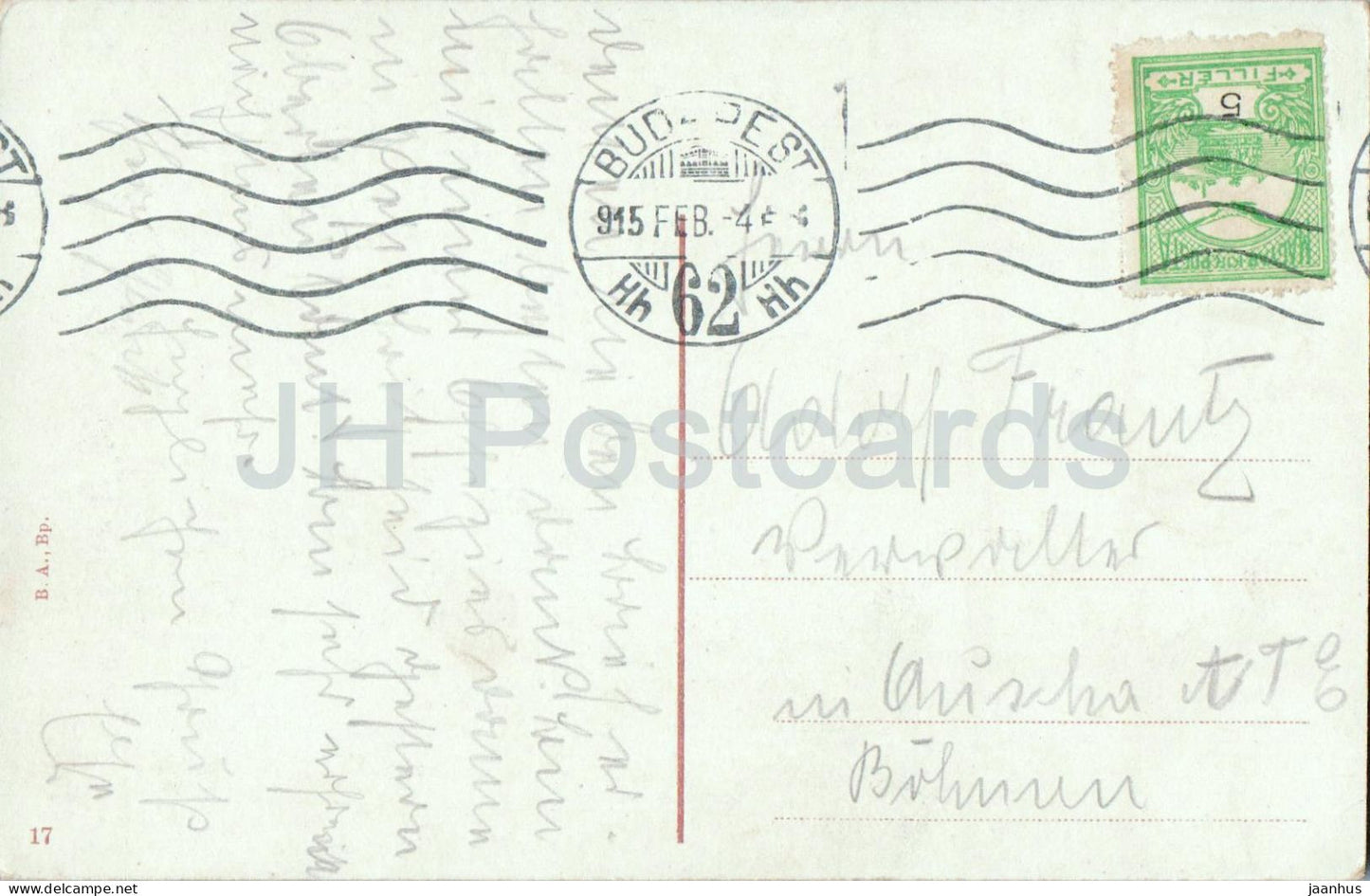 Budapest Kiralyi Var - Royal Palace - Danube river - Buda Castle - 17 - old postcard - 1915 - Hungary - used