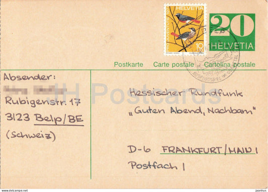 Guten Abend Nachbarn - Hessischer Rundfunk - postal stationery - 29 - 1972 - Switzerland - used - JH Postcards