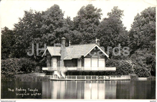 The Fishing Temple - Virginia Water - lake house - reflection - old postcard - England - United Kingdom - used - JH Postcards